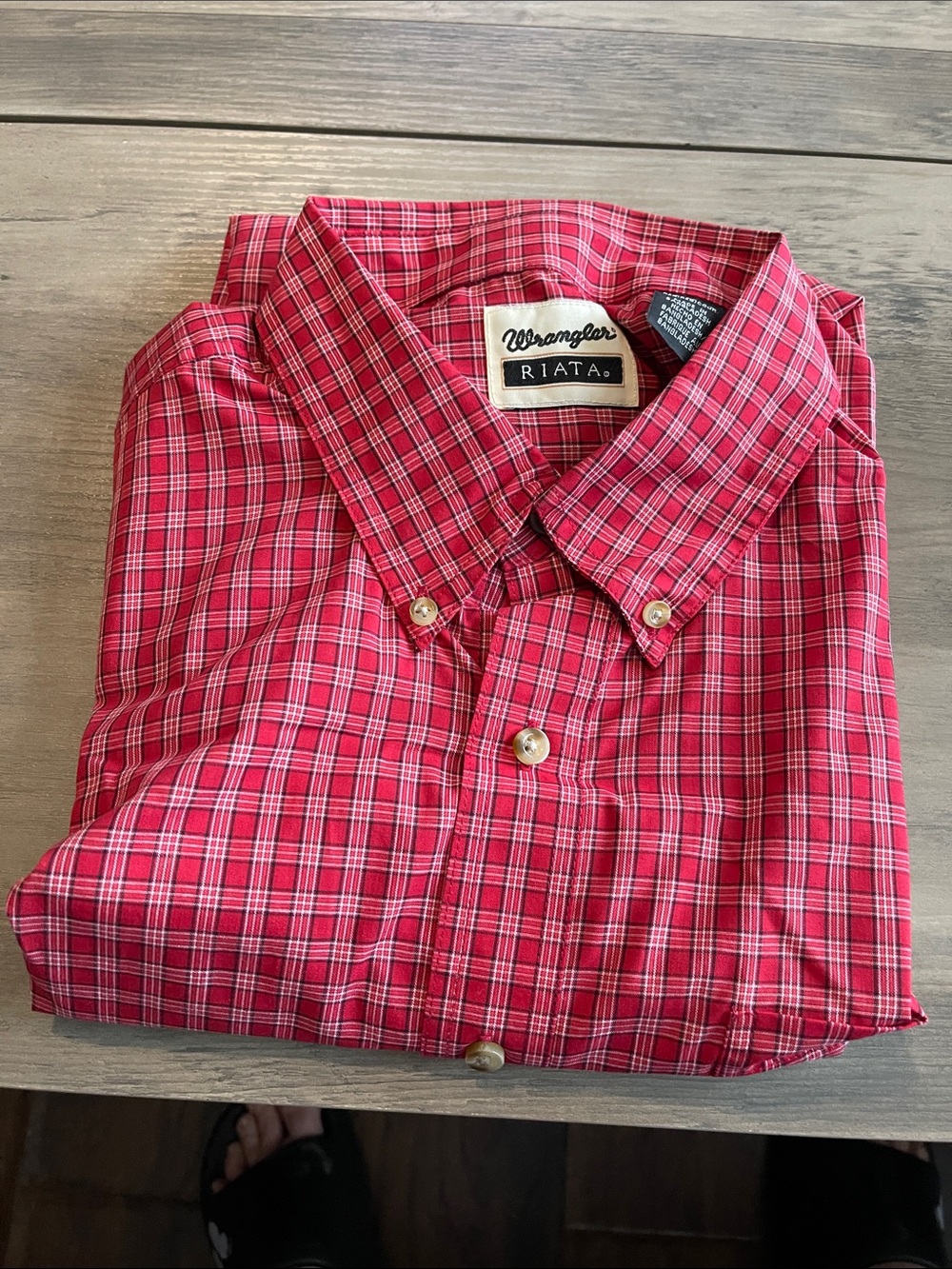 Wrangler Red Plaid Button-Down Shirt